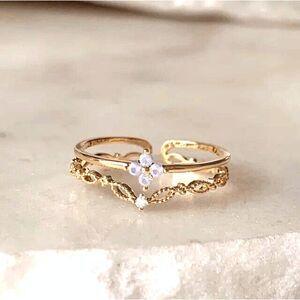 Wicked Silk Dainty Adjustable Floral Flower Crystal Rings - Purple Flower